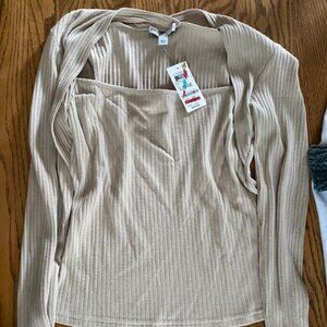NEW with tags "And Now This" Brand Tan scoop neck top